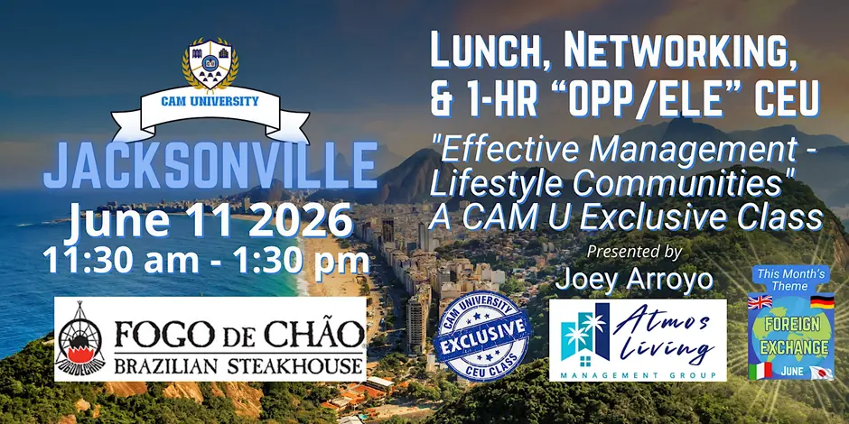 CAM U JACKSONVILLE Complimentary Lunch and 1-Hr CEU at Fogo de Chão